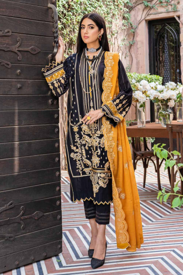 3 PC Unstitched Embroidered Lawn Suit with Yarn Dyed Dupatta FE-12254